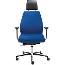Bureaustoel TEC 24/7 klassiek, synchroonmechanisme, met armleuningen, gestoffeerde rugleuning, waterblauw