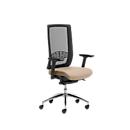 Bureaustoel WIKI, met armleuningen, netrug, frame van gepolijst aluminium, beige