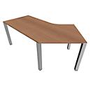 Bureautafel 135° SOLUS PLAY, 4-poot, vrije vorm, aanbouw links, B 2165 x D 800 x H 720-820 mm, kersen-Romana