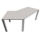 Bureautafel 135° SOLUS PLAY, 4-poot, vrije vorm, aanbouw rechts, B 2165 x D 800 x H 720-820 mm, ceramic grey