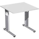 Bureautafel ALICANTE, C-poot, rechthoek, B 800 x D 800 x H 680-820 mm, lichtgrijs