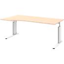 Bureautafel BARI, C-poot, aanbouw schuifdeurkast links, B 1800 mm, esdoornpatroon