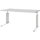 Bureautafel BARI, C-poot, vorm B, rechthoek, B 1600 x D 800 x H 680-820 mm, lichtgrijs