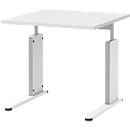 Bureautafel BARI, C-poot, vorm B, rechthoek, B 800 x D 800 x H 680-820 mm, wit