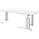Bureautafel BARI, C-poot, vorm B, vrije vorm, aanbouw links, B 2000 mm, wit