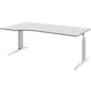 Bureautafel BARI, vrije vorm, aanbouw links, C-poot, B 1800 x D 1000 mm, lichtgrijs