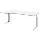 Bureautafel BARI, vrije vorm, aanbouw links, C-poot, B 1800 x D 1000 mm, wit