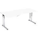 Bureautafel met aanbouw PALENQUE, C-poot, vrije vorm, links, B 1800 x D 1000/800 x H 720 mm, wit