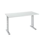 Bureautafel MOXXO IQ, rechthoekig, C-poot, B 1300 x D 650 x H 735 mm, alu lichtgrijs/wit RAL 9006 