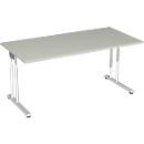 Bureautafel PALENQUE, C-poot, rechthoek, B 1600 x D 800 x H 680-820 mm, lichtgrijs