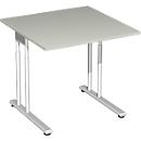 Bureautafel PALENQUE, C-poot, rechthoek, B 800 x D 800 x H 680-820 mm, lichtgrijs