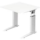 Bureautafel TARVIS, C-poot, vierkant, B 800 mm, onderstel wit, in hoogte verstelbaar, wit