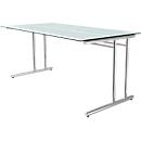 Bureautafel Toledo, in hoogte verstelbaar, C-poot, glazen blad, B 1600 x D 800 mm