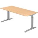 Bureautafel TOPAS LINE, handmatig in hoogte verstelbaar, B 1800 mm, esdoorn/zilver/zilver