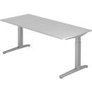 Bureautafel TOPAS LINE, handmatig in hoogte verstelbaar, B 1800 mm, lichtgrijs/zilver/zilver