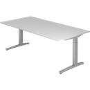 Bureautafel TOPAS LINE, handmatig in hoogte verstelbaar, B 2000 mm, lichtgrijs/zilver/zilver