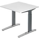Bureautafel TOPAS LINE, handmatig in hoogte verstelbaar, B 800 mm, wit/grafiet/aluminium gepolijst