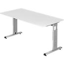 Bureautafel ULM, C-poot, rechthoek, B 1600 x D 800 x H 650-850 mm, lichtgrijs