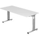 Bureautafel ULM, C-poot, rechthoek, B 1800 x D 800 x H 650-850 mm, lichtgrijs