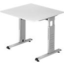 Bureautafel ULM, C-poot, rechthoek, B 800 x D 800 x H 650-850 mm, lichtgrijs