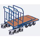 C+C-Wagen, staal/MDF-plaat, decor gentiaanblauw/beuken, L 880 x B 500 mm, met langsdragers, TPE-wielen met vastzetrem, tot 400 kg