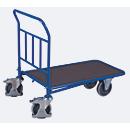 C+C-Wagen, staal/zeefdrukplaat, gentiaanblauw/donkerbruin, L 1030 x B 600 mm, met langsbeugels, TPE-wielen met vastzetrem, tot 500 kg