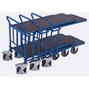 C+C Wagen, Stahl/Siebdruckplatte, Enzianblau/Dunkelbraun, 2 Etagen, L 1030 x B 600 mm, mit Längsstreben, TPE-Rollen mit Feststellbremse, bis 500 kg