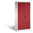 C+P acculaderkast Basic met deuren van massief plaatstaal, H 1950 x B 930 x D 500 mm, lichtgrijs/ruinrood