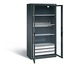 C+P Acculaderkast Basic met kijkvenster van acrylglas, H 1950 x B 930 x D 500 mm, antraciet