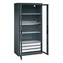C+P Akkuladeschrank Acurado, abschließbar, mit Inneneinrichtung, B 930 x T 500 x H 1950 mm, Stahl, anthrazitgrau RAL 7016/anthrazitgrau RAL 7016