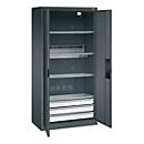 C+P Akkuladeschrank Acurado, abschließbar, mit Inneneinrichtung, B 930 x T 500 x H 1950 mm, Stahl, anthrazitgrau RAL 7016/anthrazitgrau RAL 7016