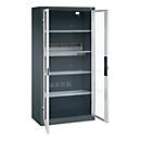 C+P Akkuladeschrank Acurado, abschließbar, mit Inneneinrichtung, B 930 x T 500 x H 1950 mm, Stahl, lichtgrau RAL 7035/anthrazitgrau RAL 7016