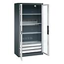 C+P Akkuladeschrank Acurado, abschließbar, mit Inneneinrichtung, B 930 x T 500 x H 1950 mm, Stahl, lichtgrau RAL 7035/anthrazitgrau RAL 7016
