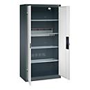 C+P Akkuladeschrank Acurado, abschließbar, mit Inneneinrichtung, B 930 x T 500 x H 1950 mm, Stahl, lichtgrau RAL 7035/anthrazitgrau RAL 7016