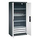 C+P Akkuladeschrank Acurado, abschließbar, mit Inneneinrichtung, B 930 x T 500 x H 1950 mm, Stahl, lichtgrau RAL 7035/anthrazitgrau RAL 7016