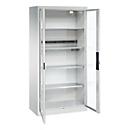 C+P Akkuladeschrank Acurado, abschließbar, mit Inneneinrichtung, B 930 x T 500 x H 1950 mm, Stahl, lichtgrau RAL 7035/lichtgrau RAL 7035