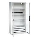 C+P Akkuladeschrank Acurado, abschließbar, mit Inneneinrichtung, B 930 x T 500 x H 1950 mm, Stahl, lichtgrau RAL 7035/lichtgrau RAL 7035
