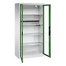 C+P Akkuladeschrank Acurado, abschließbar, mit Inneneinrichtung, B 930 x T 500 x H 1950 mm, Stahl, resedagrün RAL 6011/lichtgrau RAL 7035