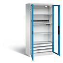 C+P Akkuladeschrank Basic mit Sichtfenster aus Acrylglas, H 1950 x B 930 x T 500 mm, Lichtgrau/Lichtblau