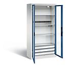 C+P Basic batterijlaadkast met acrylglas doorkijkvenster, H 1950 x B 930 x D 500 mm, lichtgrijs/blauw