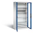 C+P Basic batterijlaadkast met acrylglas doorkijkvenster, H 1950 x B 930 x D 500 mm, lichtgrijs/ gentiaanblauw