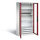C+P Basic batterijlaadkast met acrylglas doorkijkvenster, H 1950 x B 930 x D 500 mm, lichtgrijs/roodbruin