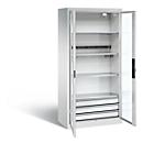 C+P Basic batterijlaadkast met kijkvenster van acrylglas, H 1950 x B 930 x D 500 mm, lichtgrijs