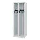 C+P Brandweerkluis Evolo, model EXPERT, 2 vakken, B 600 x D 500 x H 1850 mm, vloerglijders, lichtgrijs RAL 7035