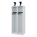 C+P brandweerkluis Evolo, model EXPERT, 2 vakken, B 800 x D 500 x H 1850 mm, vloerglijders, helmhouder, lichtgrijs RAL 7035