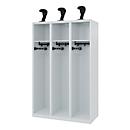 C+P brandweerkluis Evolo, model EXPERT, 3 vakken, B 1200 x D 500 x H 1850 mm, vloerglijders, helmhouder, lichtgrijs RAL 7035