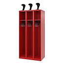 C+P brandweerkluis Evolo, model EXPERT, 3 vakken, B 900 x D 500 x H 1850 mm, vloerglijders, helmhouder, vuurrood RAL 3000