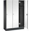C+P Cambio kast, 3 vakken, met sokkel, B 1200 x D 525 x H 1980 mm, zwart-grijs/wit