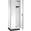 C+P Cambio locker, 2 vakken, met plint, B 600 x D 525 x H 1980 mm, verkeersgrijs/wit