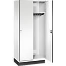 C+P Cambio locker, 2 vakken, met plint, B 800 x D 525 x H 1980 mm, verkeerswit/wit